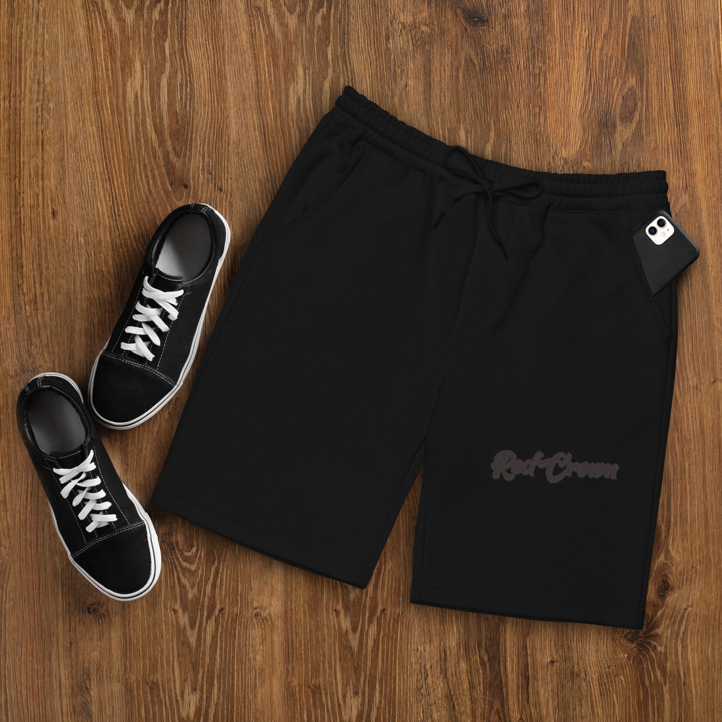 Black Retro fleece shorts